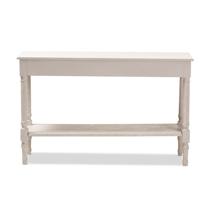 Ariella Country Cottage Farmhouse Whitewashed 1-Drawer Console Table