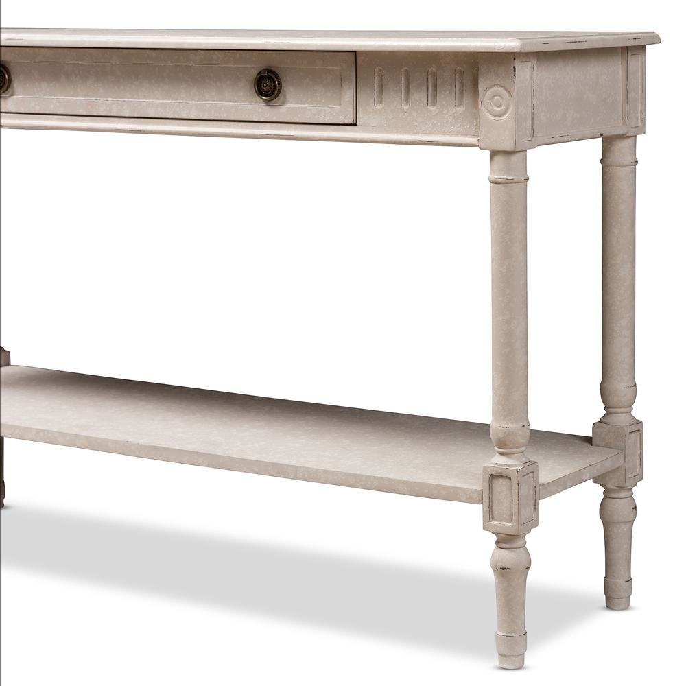 Ariella Country Cottage Farmhouse Whitewashed 1-Drawer Console Table