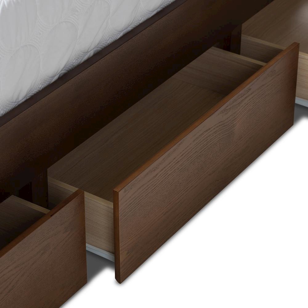 Raurey Modern and Contemporary Walnut Finished Queen Size Storage Platform Bed