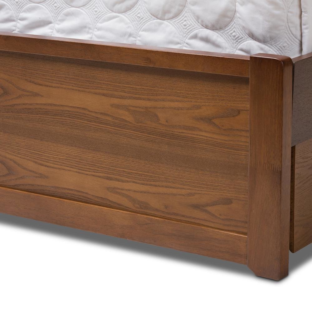 Raurey Modern and Contemporary Walnut Finished Queen Size Storage Platform Bed