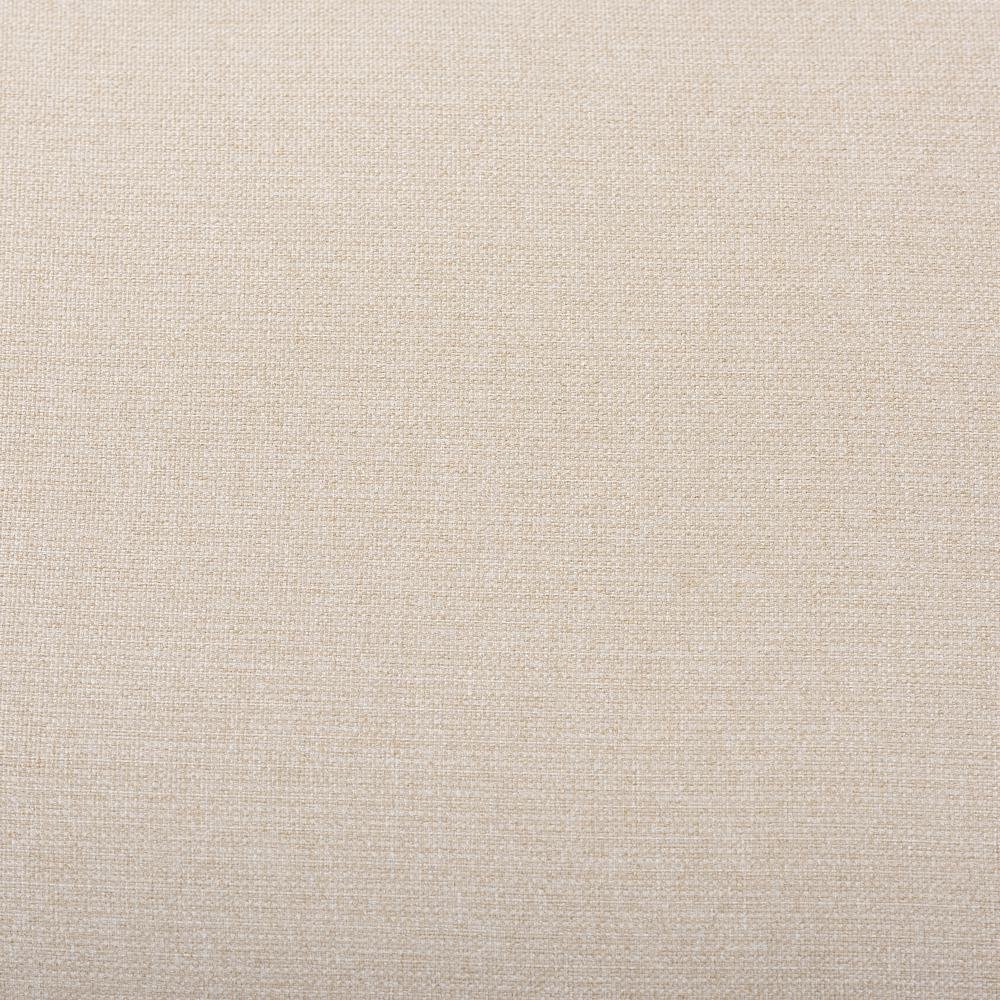 Light Beige Fabric Upholstered Walnut Brown Finished Wood Ottoman
