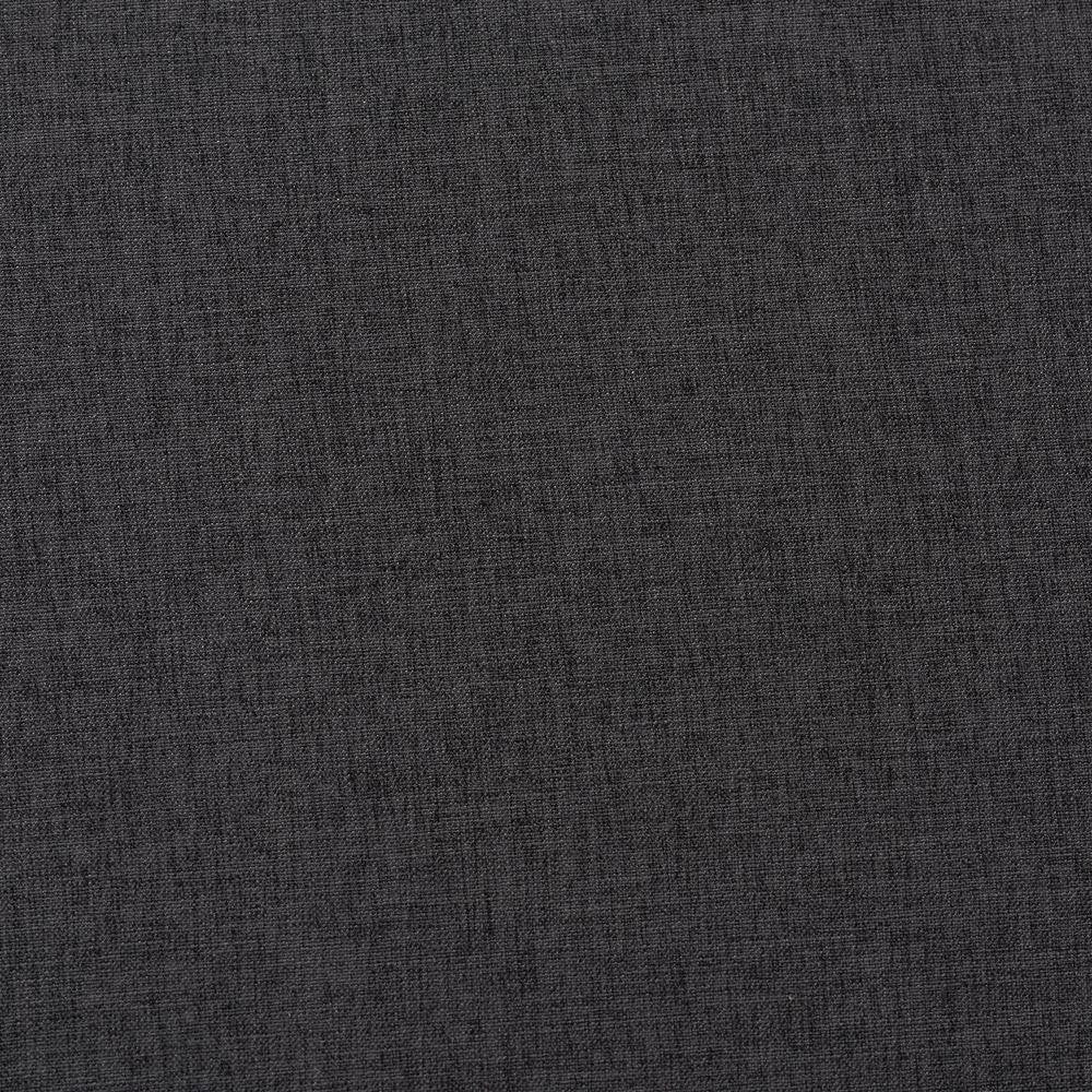 Dark Grey Fabric Upholstered Walnut Brown Finished Wood Ottoman