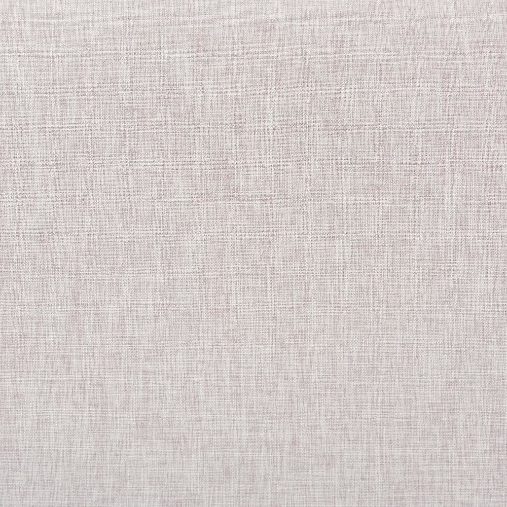 Greyish Beige Fabric Upholstered Walnut Brown Finished Wood Ottoman