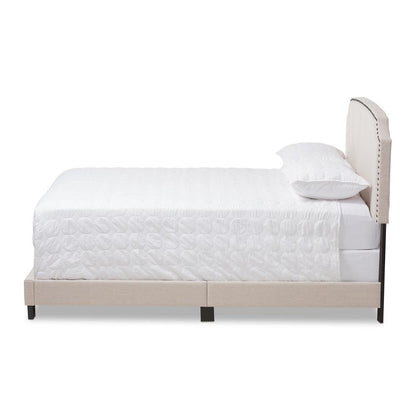 Odette Modern and Contemporary Light Beige Fabric Upholstered Full Size Bed