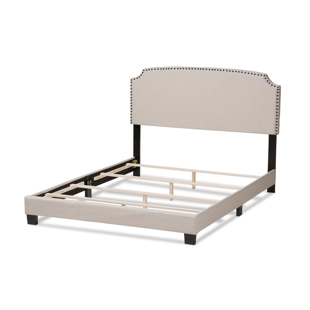 Odette Modern and Contemporary Light Beige Fabric Upholstered Full Size Bed
