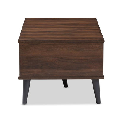 Pierre Mid-Century Modern Brown and Dark Grey Finished Wood Coffee Table