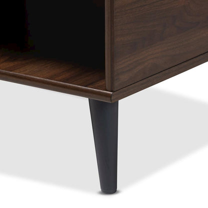 Pierre Mid-Century Modern Brown and Dark Grey Finished Wood Coffee Table