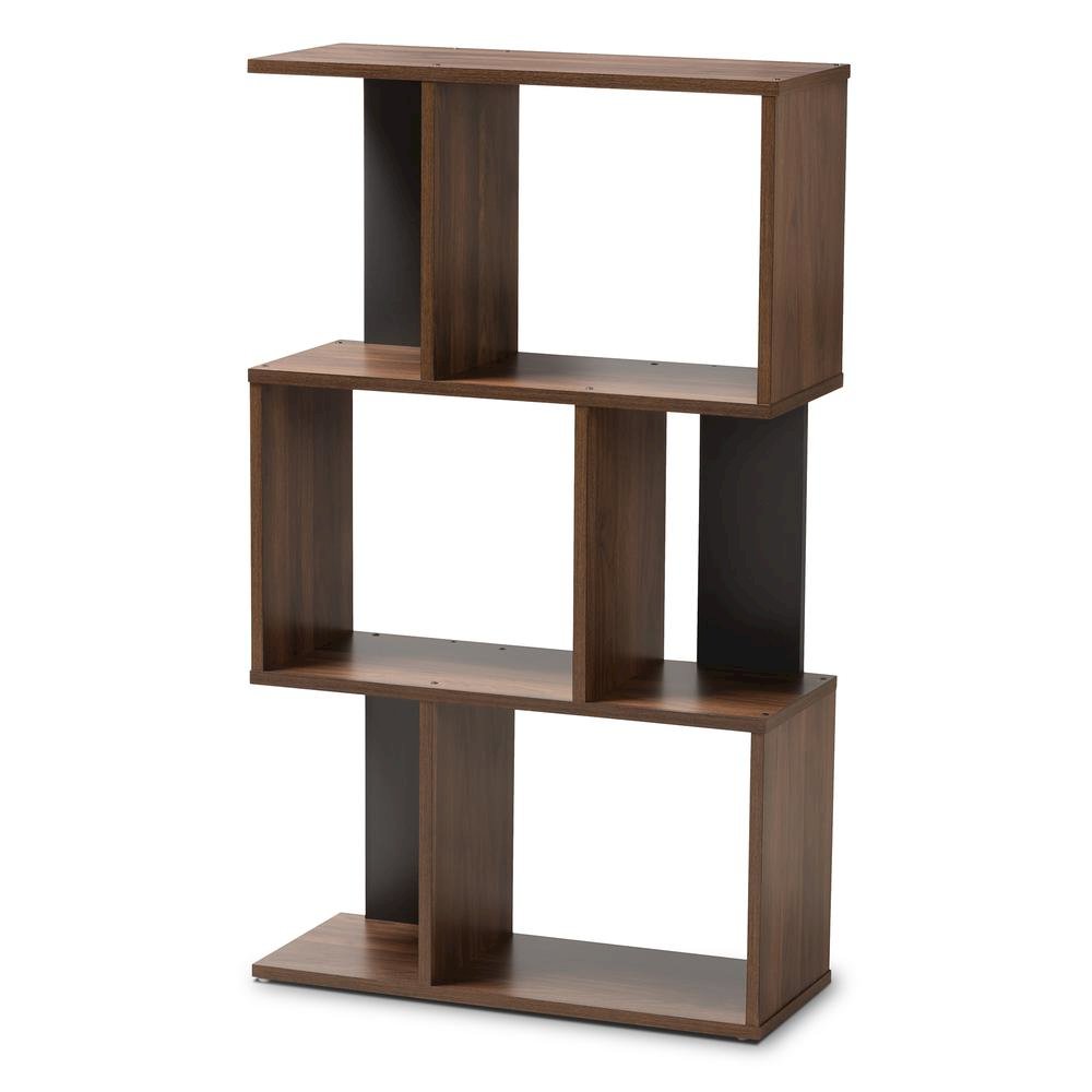 Legende Modern and Contemporary Brown and Dark Grey Finished Display Bookcase