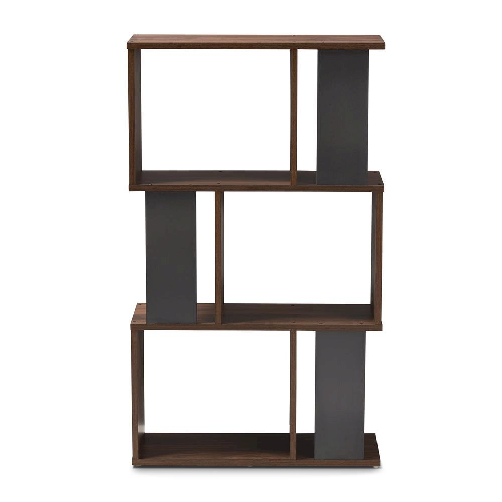 Legende Modern and Contemporary Brown and Dark Grey Finished Display Bookcase
