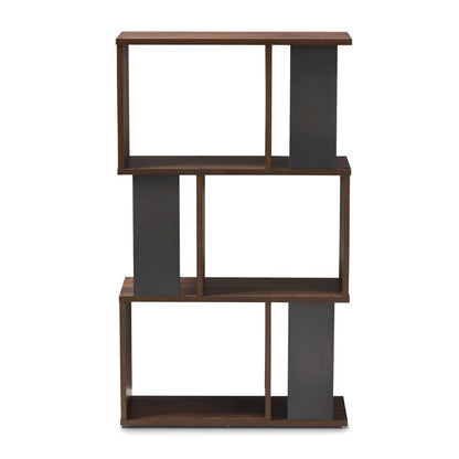 Legende Modern and Contemporary Brown and Dark Grey Finished Display Bookcase
