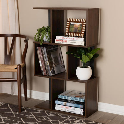 Legende Modern and Contemporary Brown and Dark Grey Finished Display Bookcase