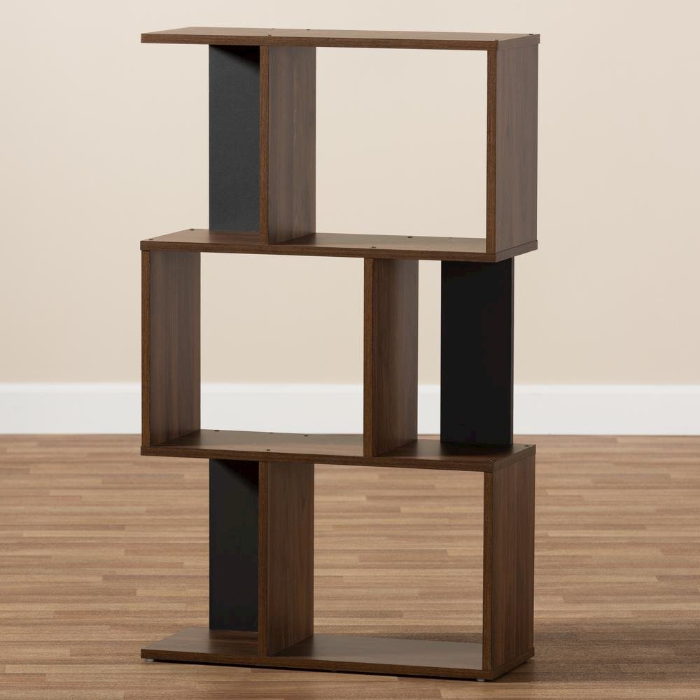 Legende Modern and Contemporary Brown and Dark Grey Finished Display Bookcase