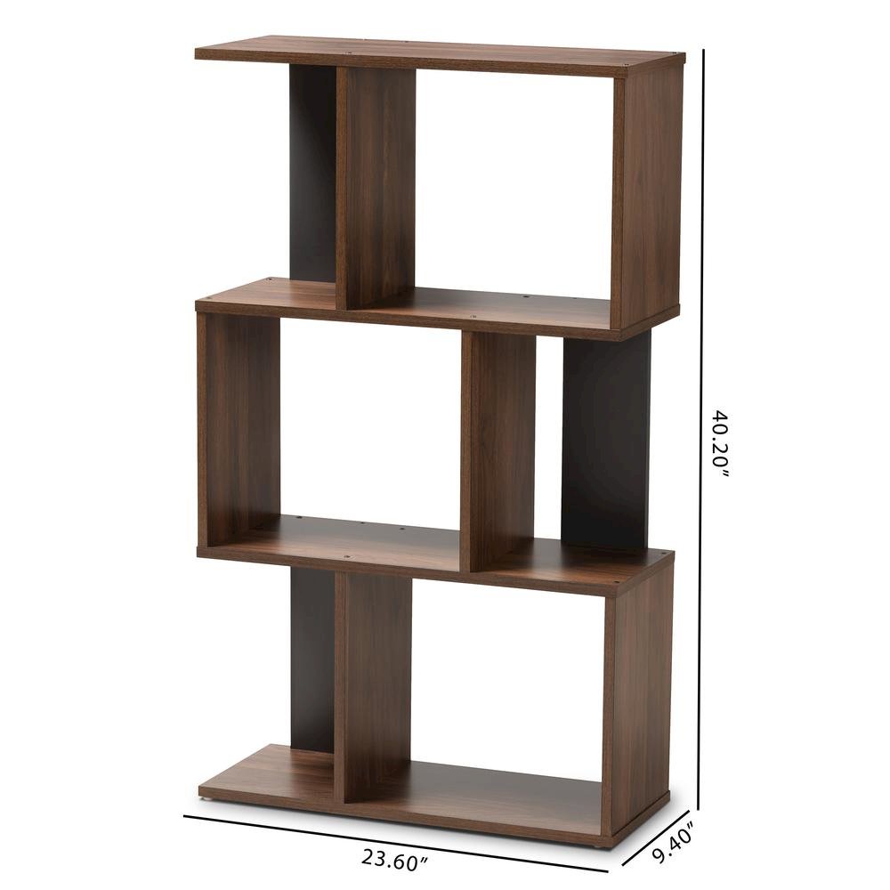 Legende Modern and Contemporary Brown and Dark Grey Finished Display Bookcase