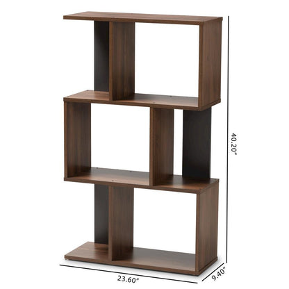 Legende Modern and Contemporary Brown and Dark Grey Finished Display Bookcase