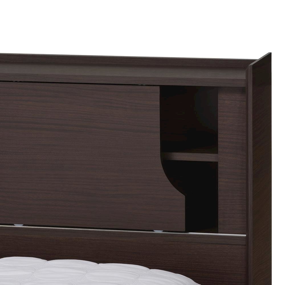 Larsine Modern and Contemporary Brown Finished Queen Size Platform Storage Bed