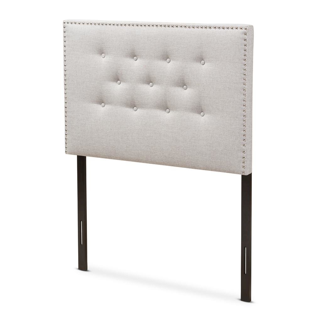 Greyish Beige Fabric Upholstered Twin Size Headboard