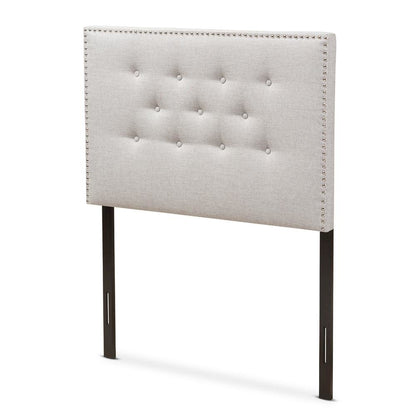 Greyish Beige Fabric Upholstered Twin Size Headboard