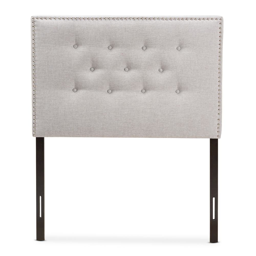 Greyish Beige Fabric Upholstered Twin Size Headboard