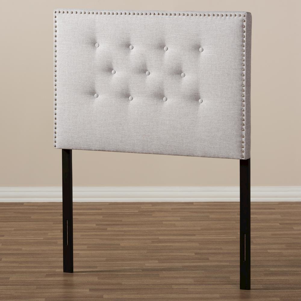 Greyish Beige Fabric Upholstered Twin Size Headboard
