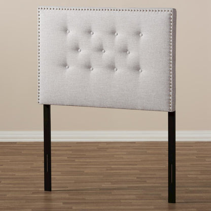 Greyish Beige Fabric Upholstered Twin Size Headboard
