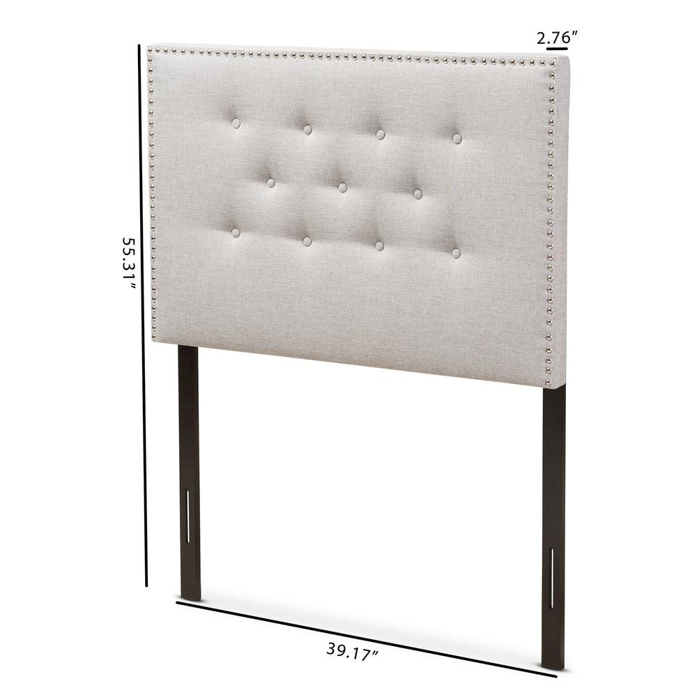 Greyish Beige Fabric Upholstered Twin Size Headboard