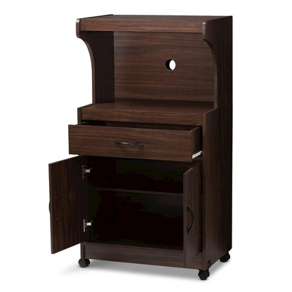 Tannis Modern and Contemporary Dark Walnut Finished Kitchen Cabinet