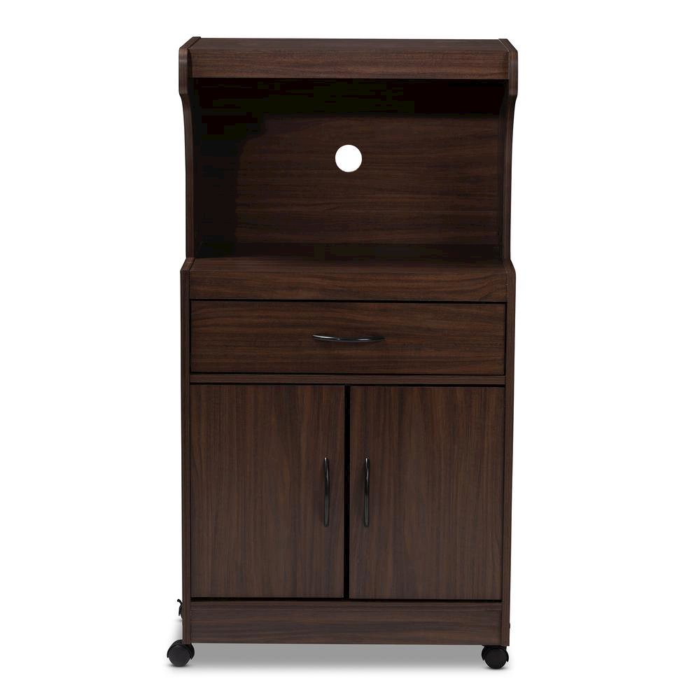 Tannis Modern and Contemporary Dark Walnut Finished Kitchen Cabinet