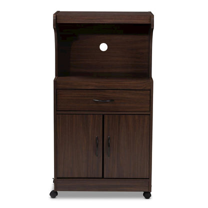 Tannis Modern and Contemporary Dark Walnut Finished Kitchen Cabinet