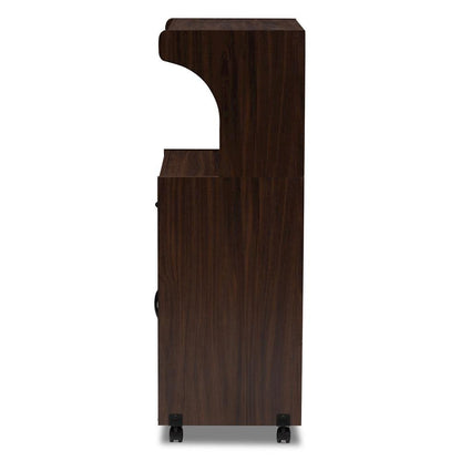 Tannis Modern and Contemporary Dark Walnut Finished Kitchen Cabinet