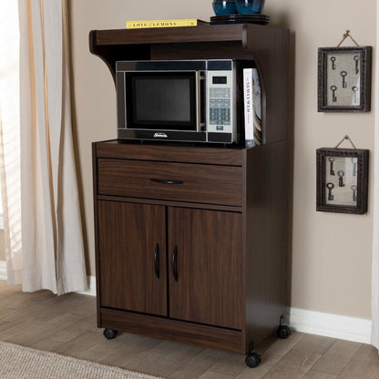 Tannis Modern and Contemporary Dark Walnut Finished Kitchen Cabinet