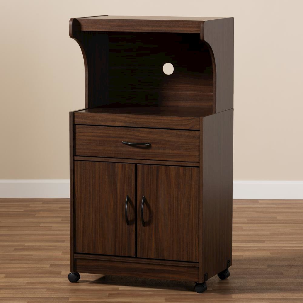 Tannis Modern and Contemporary Dark Walnut Finished Kitchen Cabinet