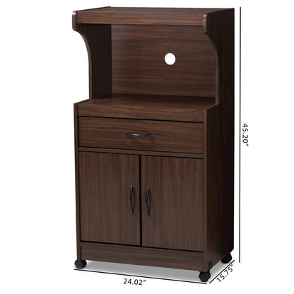 Tannis Modern and Contemporary Dark Walnut Finished Kitchen Cabinet