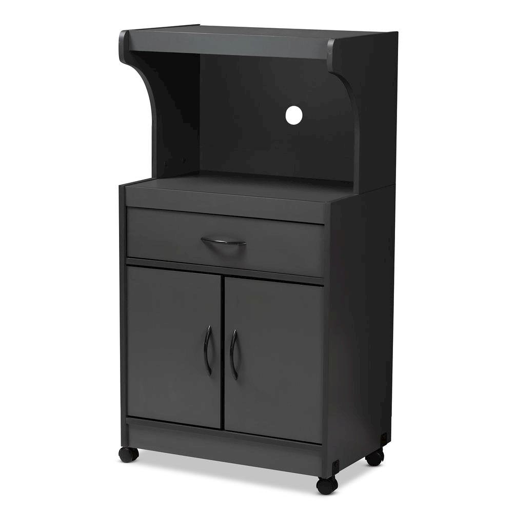 Baxton Studio Tannis Modern and Contemporary Dark Grey Finished Kitchen Cabinet