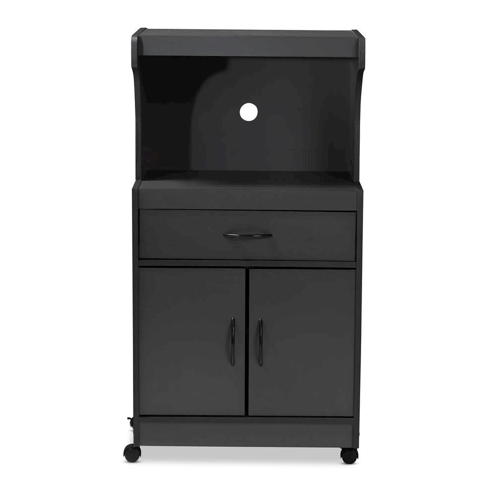 Baxton Studio Tannis Modern and Contemporary Dark Grey Finished Kitchen Cabinet