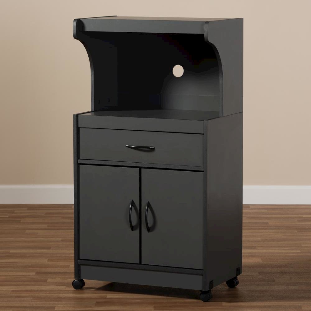Baxton Studio Tannis Modern and Contemporary Dark Grey Finished Kitchen Cabinet
