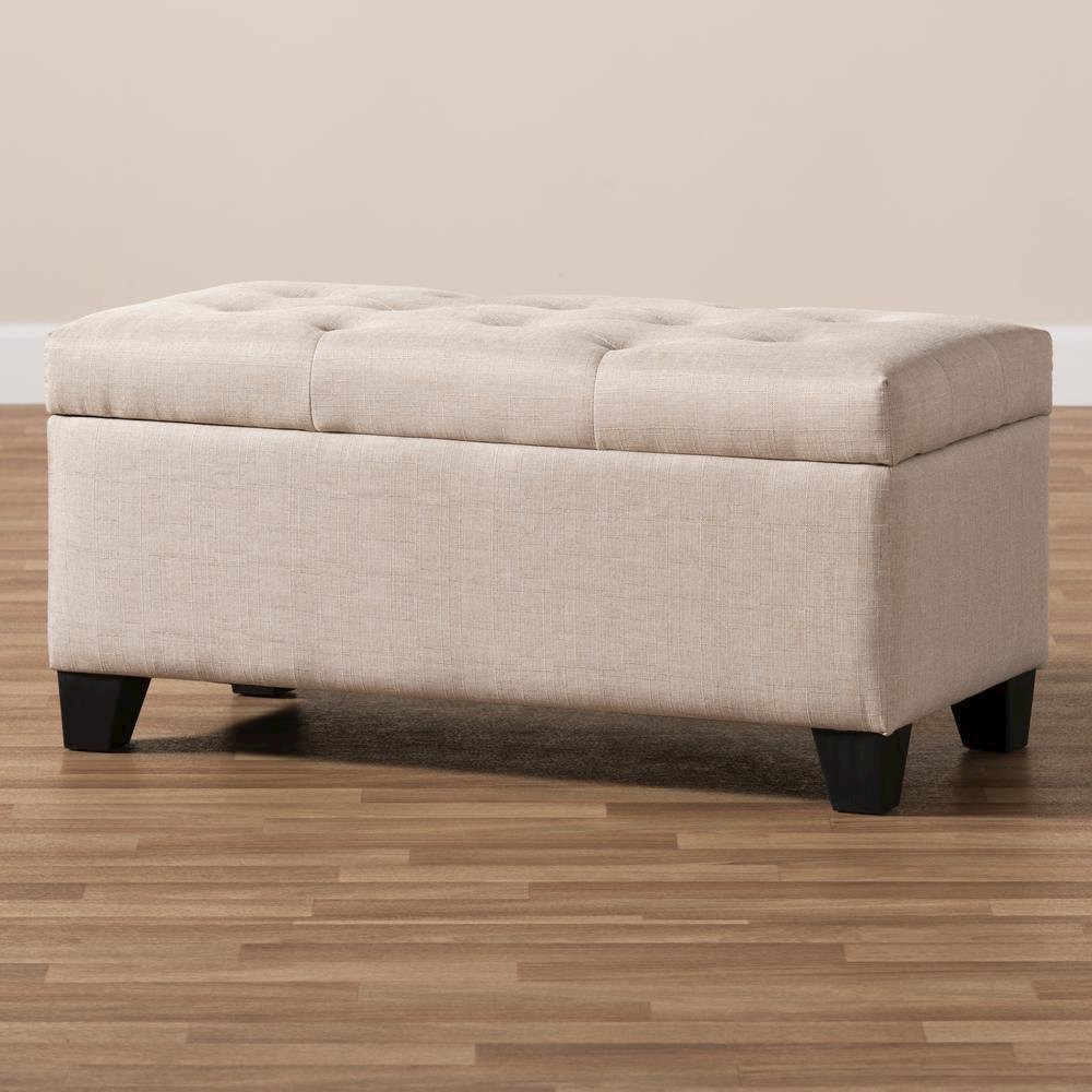 Michaela Modern and Contemporary Beige Fabric Upholstered Storage Ottoman