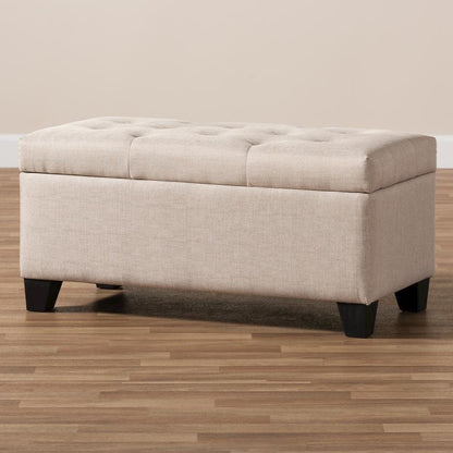 Michaela Modern and Contemporary Beige Fabric Upholstered Storage Ottoman