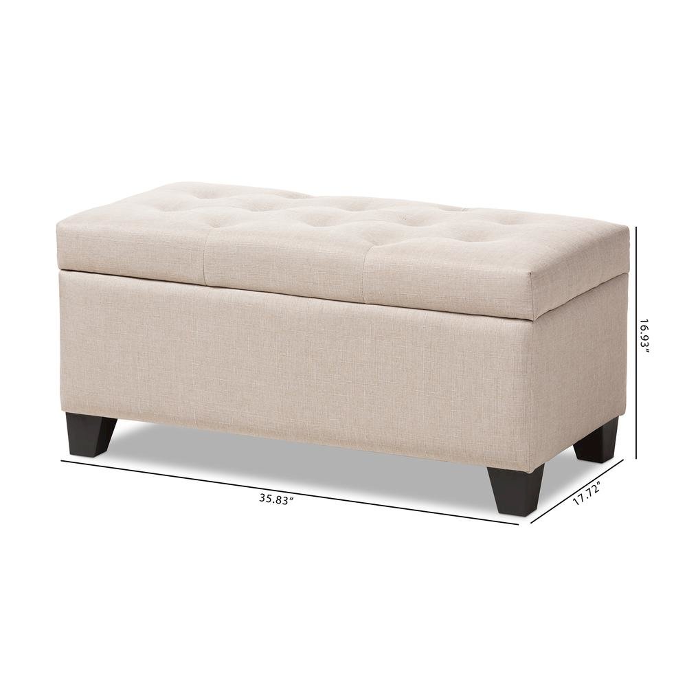 Michaela Modern and Contemporary Beige Fabric Upholstered Storage Ottoman
