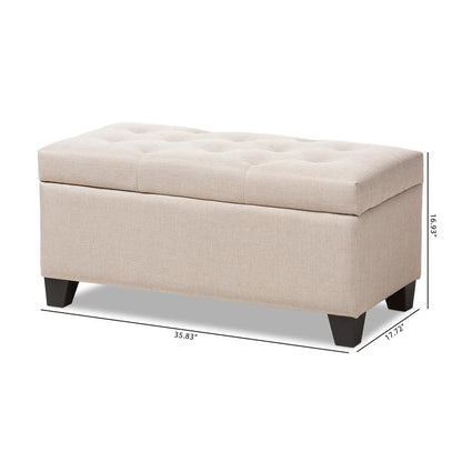 Michaela Modern and Contemporary Beige Fabric Upholstered Storage Ottoman