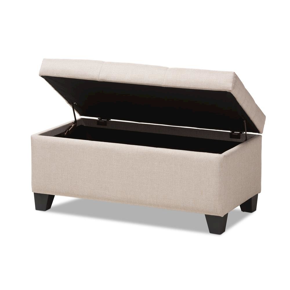 Michaela Modern and Contemporary Beige Fabric Upholstered Storage Ottoman