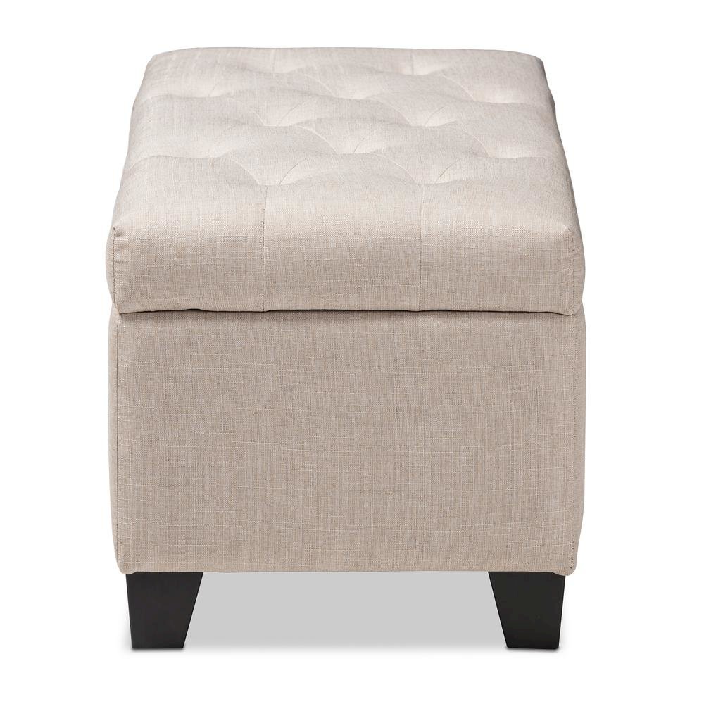 Michaela Modern and Contemporary Beige Fabric Upholstered Storage Ottoman