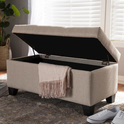 Michaela Modern and Contemporary Beige Fabric Upholstered Storage Ottoman