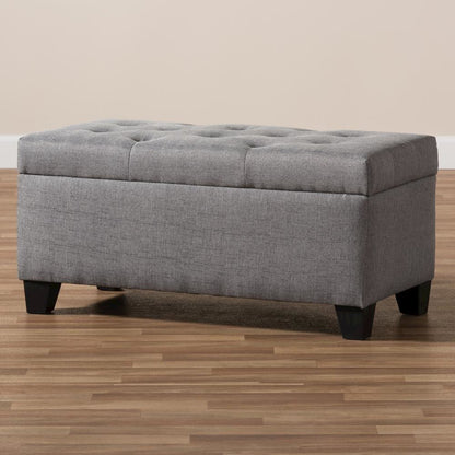 Michaela Modern and Contemporary Grey Fabric Upholstered Storage Ottoman