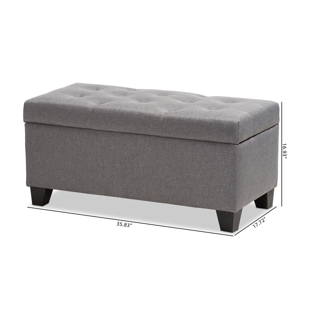 Michaela Modern and Contemporary Grey Fabric Upholstered Storage Ottoman