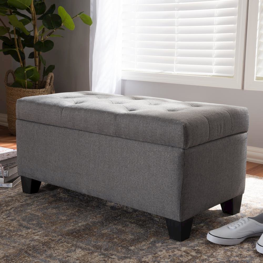 Michaela Modern and Contemporary Grey Fabric Upholstered Storage Ottoman