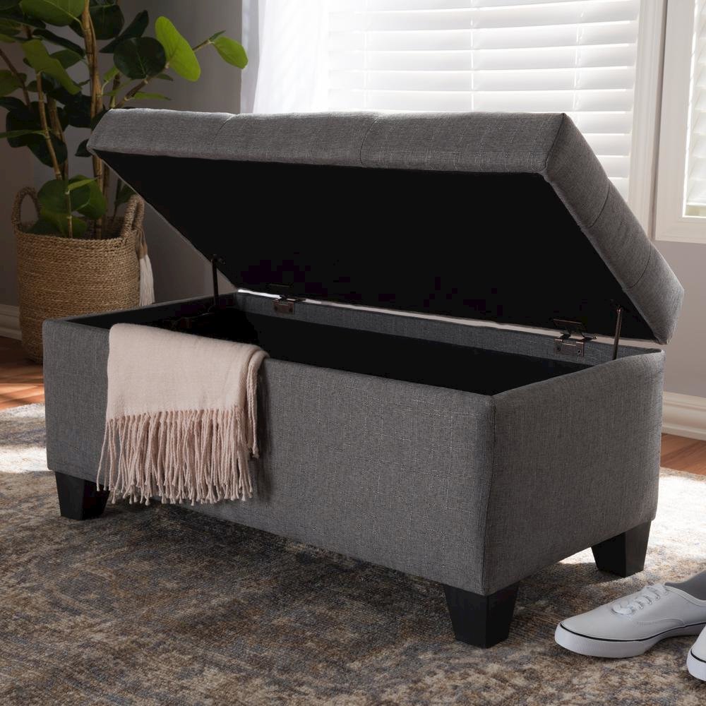 Michaela Modern and Contemporary Grey Fabric Upholstered Storage Ottoman