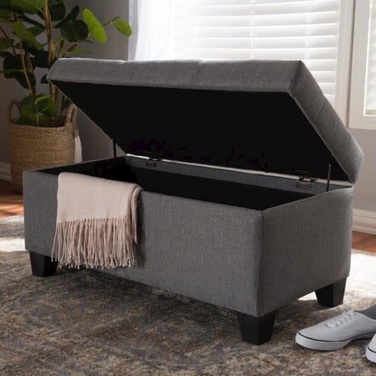 Michaela Modern and Contemporary Grey Fabric Upholstered Storage Ottoman