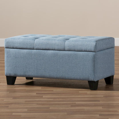 Michaela Modern and Contemporary Light Blue Fabric Upholstered Storage Ottoman