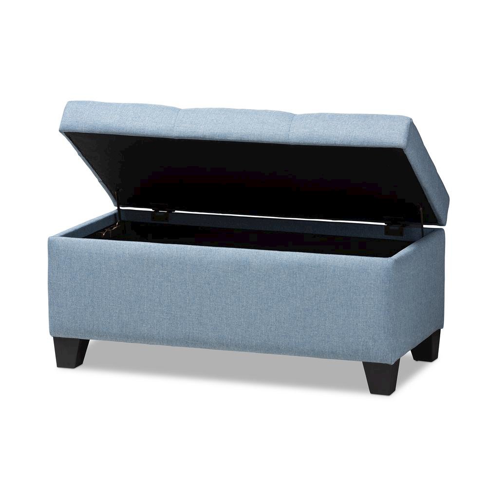 Michaela Modern and Contemporary Light Blue Fabric Upholstered Storage Ottoman