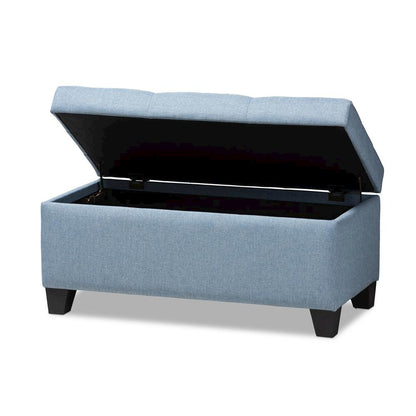 Michaela Modern and Contemporary Light Blue Fabric Upholstered Storage Ottoman